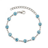 Pulseira Olho Grego Prateada Azul-Claro