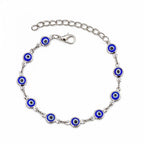 Pulseira Olho Grego Prateada Azul-Escuro