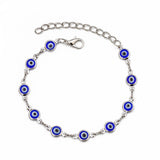 Pulseira Olho Grego Prateada Azul-Escuro