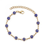Pulseira Olho Grego Dourada Azul-Escuro