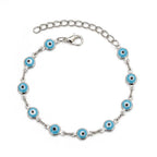 Pulseira Olho Grego Prateada Azul-Claro