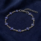 Pulseira Olho Grego Prateada Azul-Escuro