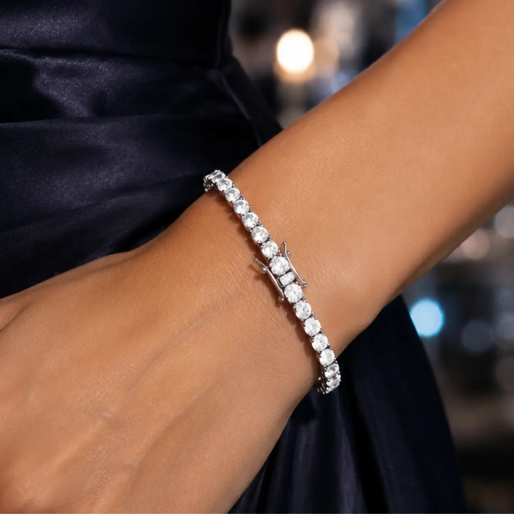 Pulseira Riviera Prateada Cravejada