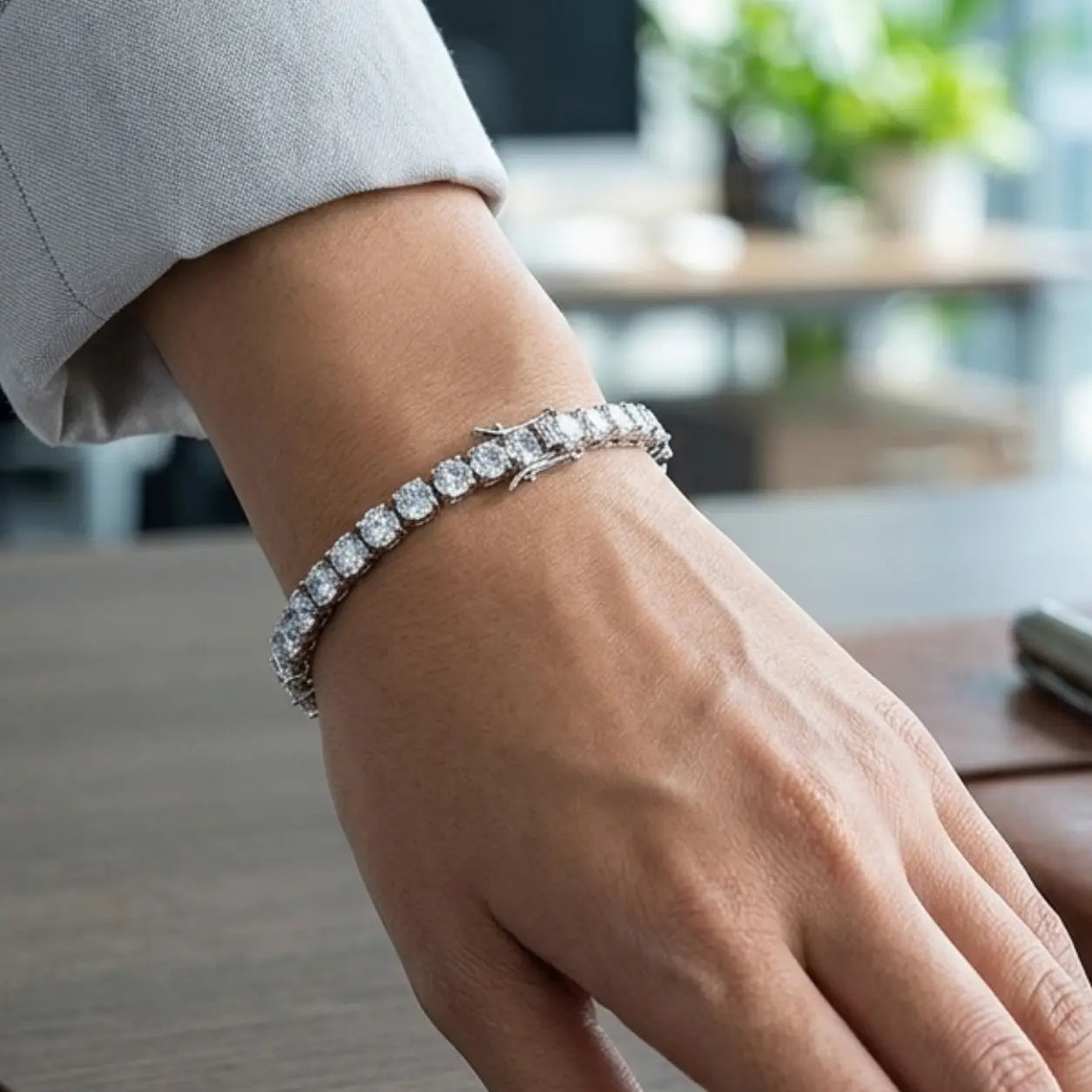 Pulseira Riviera Prateada Cravejada