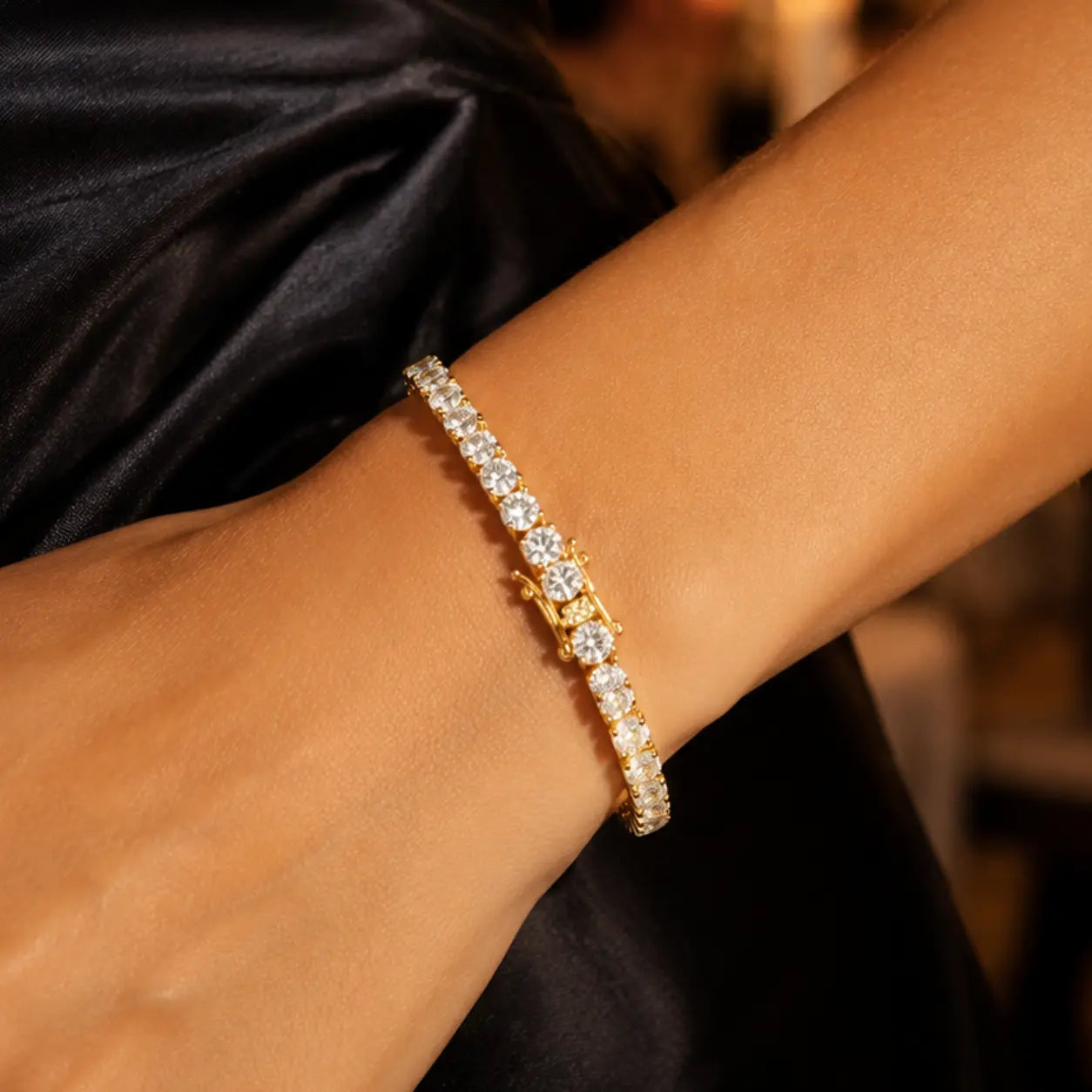 Pulseira Riviera Dourada Cravejada