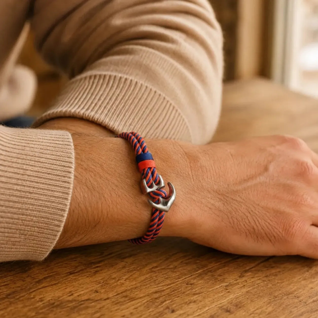 Pulseira Náutica Trançada Azul e Vermelha