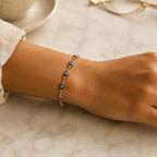 Pulseira Olho Grego Dourada Azul-Escuro