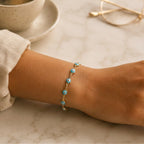 Pulseira Olho Grego Prateada Azul-Claro
