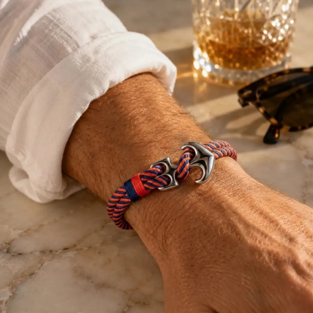Pulseira Náutica Trançada Azul e Vermelha