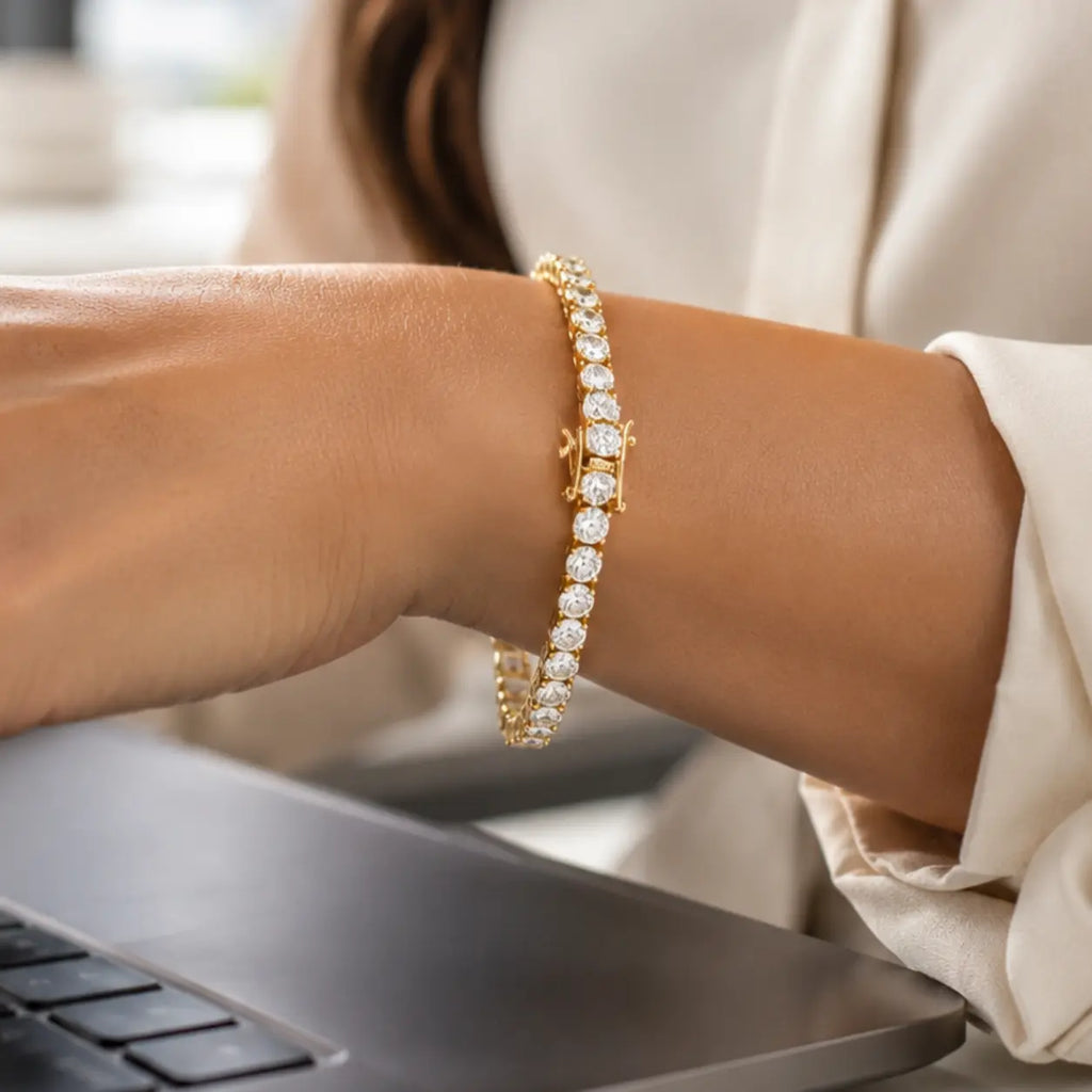 Pulseira Riviera Dourada Cravejada