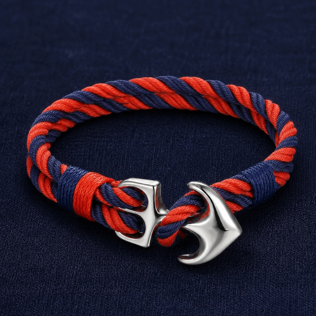 Pulseira Náutica Trançada Azul e Vermelha