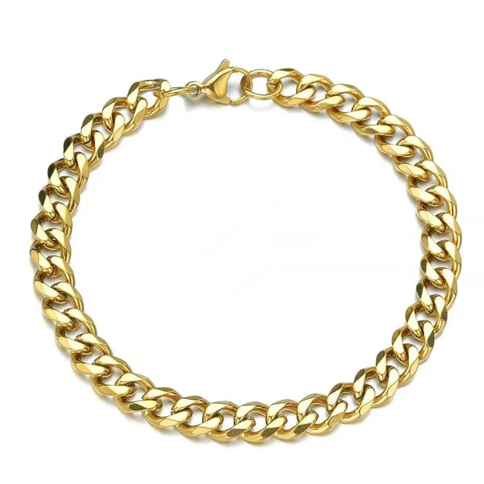 Pulseira Cubana Dourada 8mm
