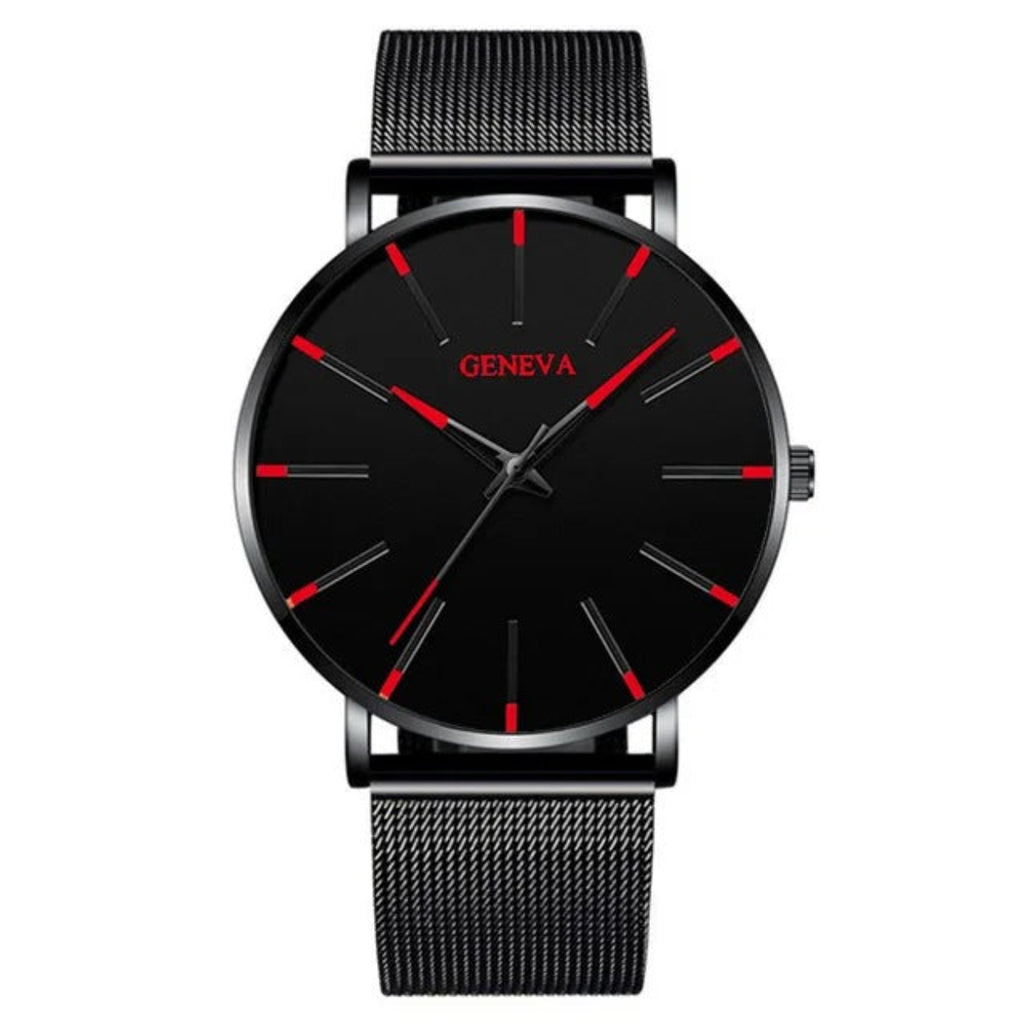Relógio Minimalista Ponteiro Vermelho