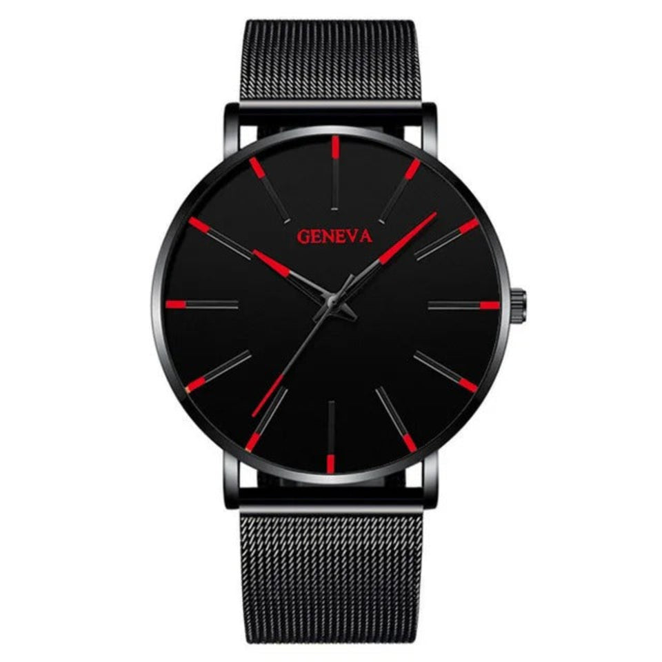 Relógio Minimalista Ponteiro Vermelho