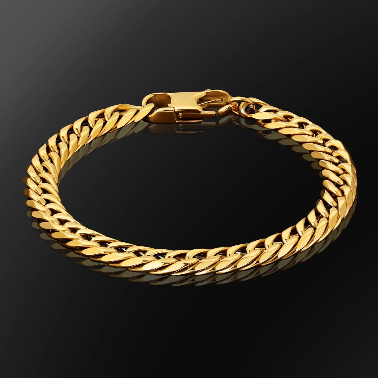 Pulseira Cubana Dourada 8mm