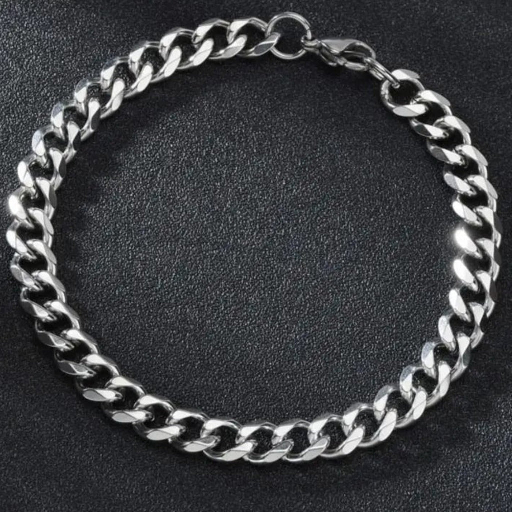 Pulseira Cubana Prata 8mm
