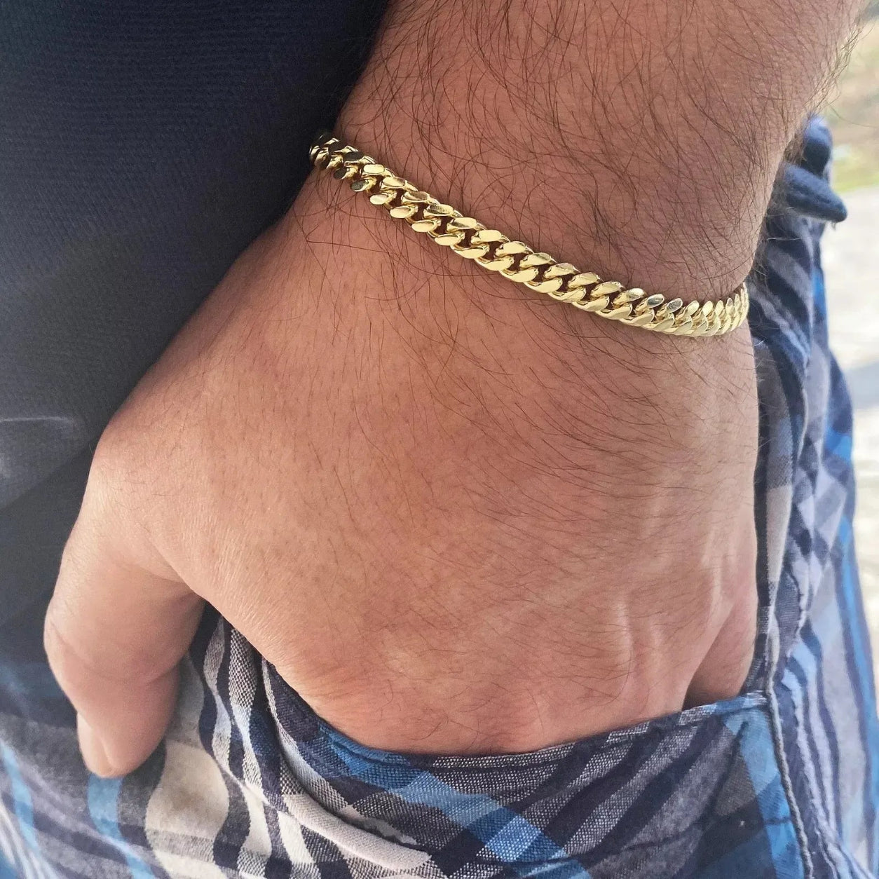 Pulseira Cubana Dourada 8mm