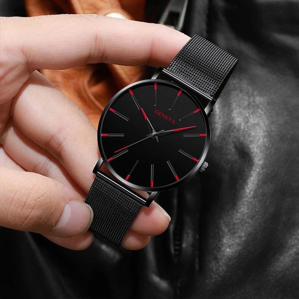 Relógio Minimalista Ponteiro Vermelho