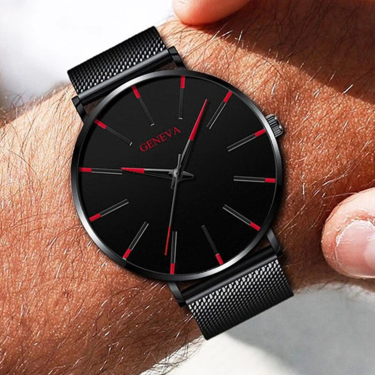 Relógio Minimalista Ponteiro Vermelho