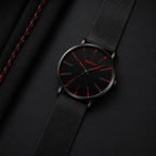 Relógio Minimalista Ponteiro Vermelho