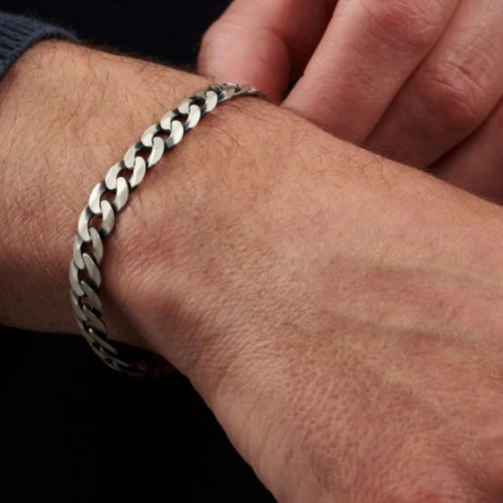 Pulseira Cubana Prata 8mm