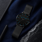 Relógio Minimalista Ponteiro Azul