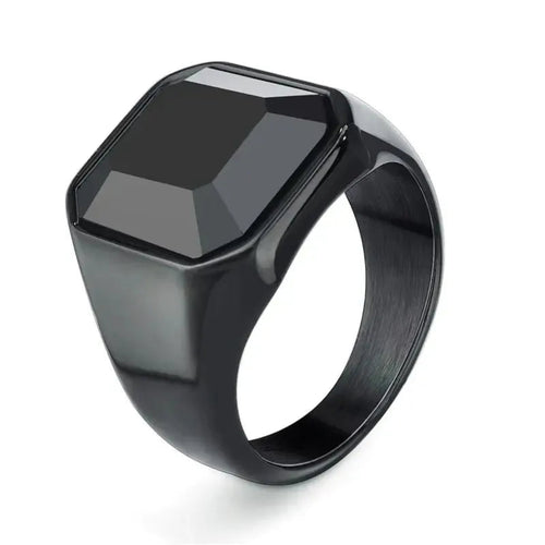 Anel Sinete Pedra Negra All Black