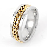 Anel Corrente Giratória Prata e Dourado