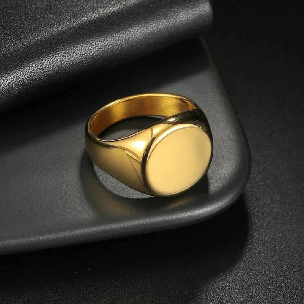 Anel Sinete Liso Dourado