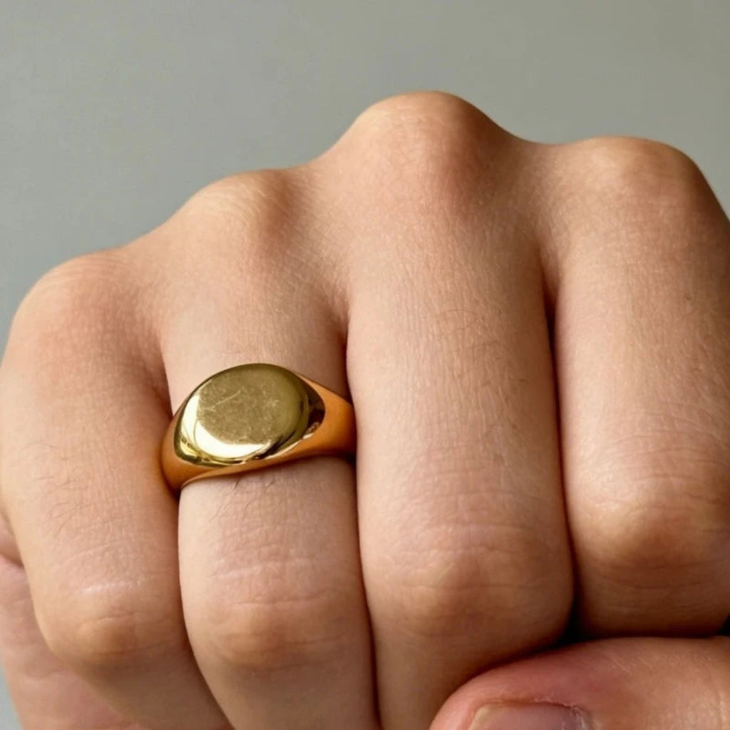 Anel Sinete Liso Dourado