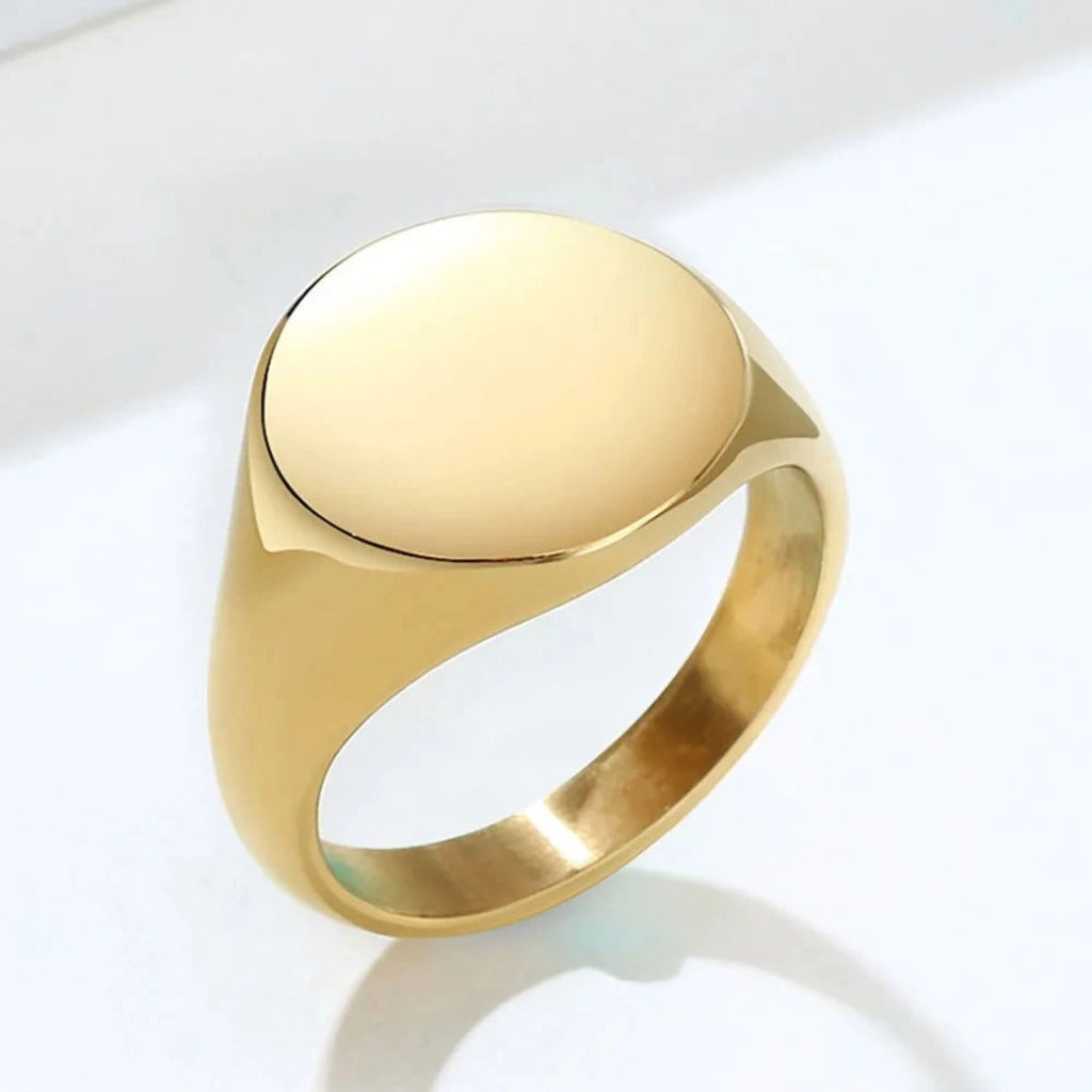 Anel Sinete Liso Dourado